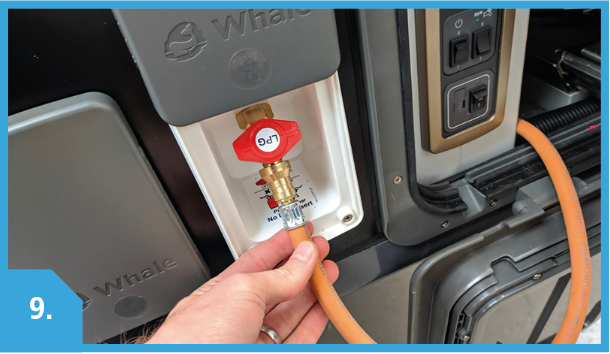 Connecting orange hose to outlet