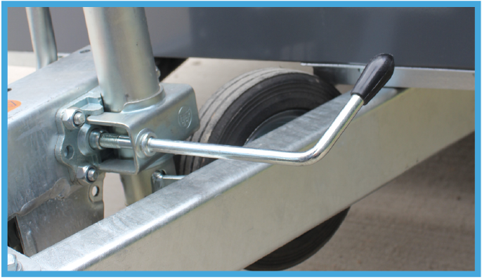 Raising jockey wheel handle