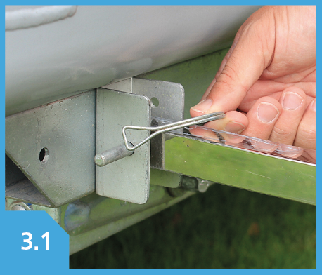 Securing base of leg with D pin