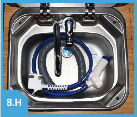 Store pump and hose in sink