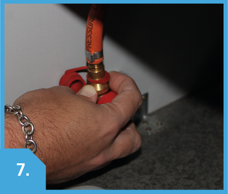 Pushing down on brass gas neck