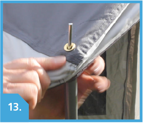 Inserting prong into eyelet