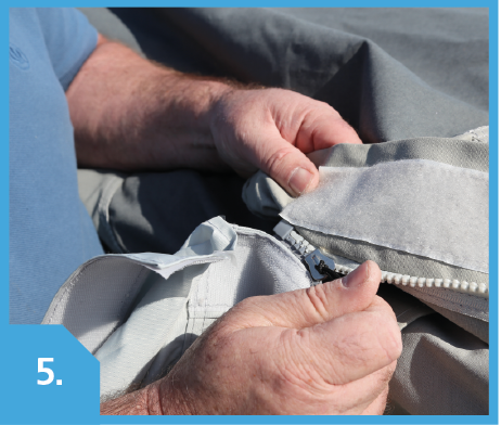 Zipping awning to tent